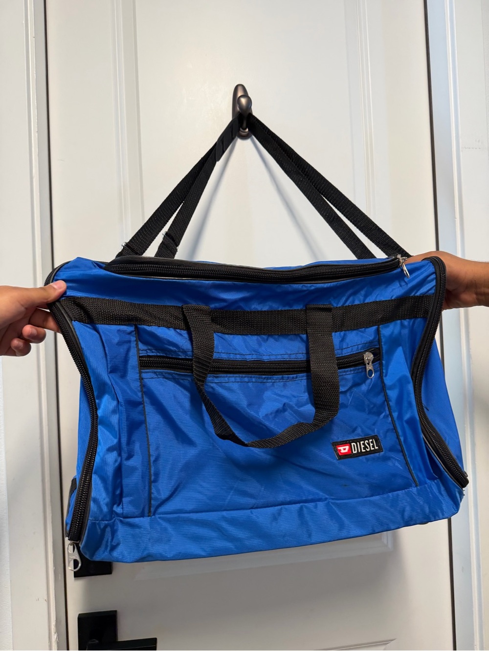 Diesel Blue & Black Multi-Compartment Duffel Gym Travel Bag Adjustable Straps